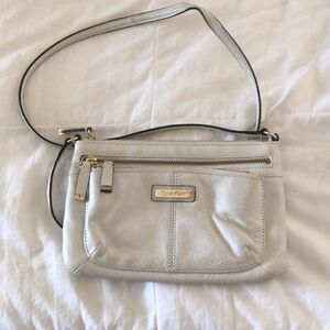 Calvin Klein Pebbled Leather Crossbody Bag Ivory Gently Used